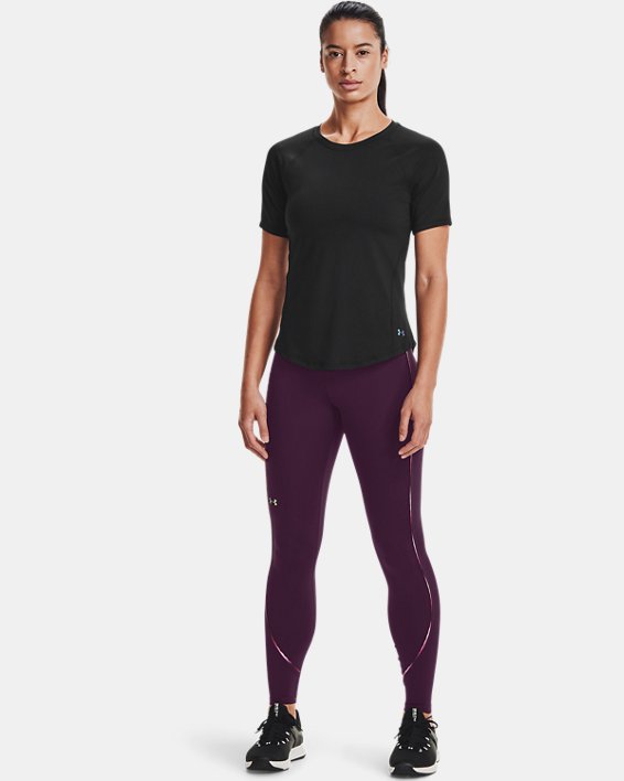 Women's UA RUSH™ No-Slip Waistband Scallop Full-Length Leggings in Purple image number 2
